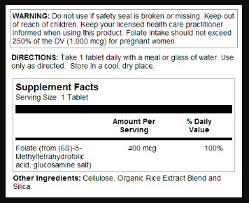 Methyl Folate 400mcg - 90 tabs фото