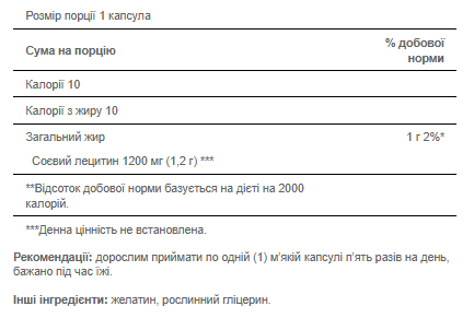 Soy Lecithin 1200 mg - 100 softgels фото