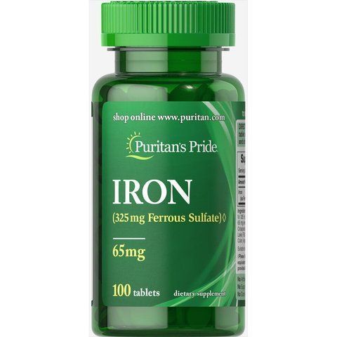 Iron Ferrous Sulfate 65 mg - 100 Tablets фото