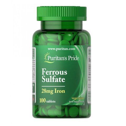 Iron Ferrous Sulfate 28 mg - 100 Tablets фото