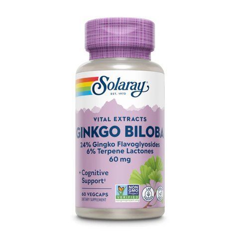 Ginkgo Biloba Leaf Extract 60mg - 60 vcaps фото