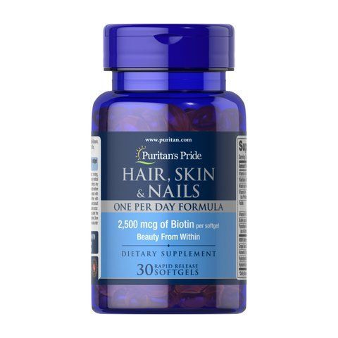 Hair Skin Nails (One perday formula) 2500 mcg of Biotin - 30 Softgels фото
