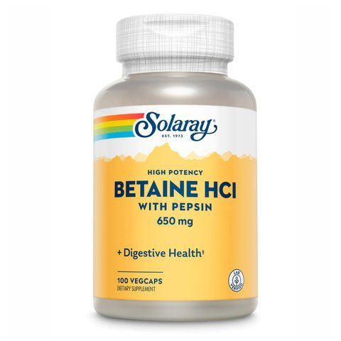 High Potency Betain HCl with Pepsin 650mg - 100 vcaps фото