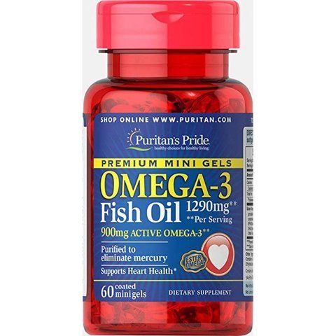Omega-3 Fish Oil 1290 mg Mini Gels (900 mg Active Omega-3) - 120 softgels фото