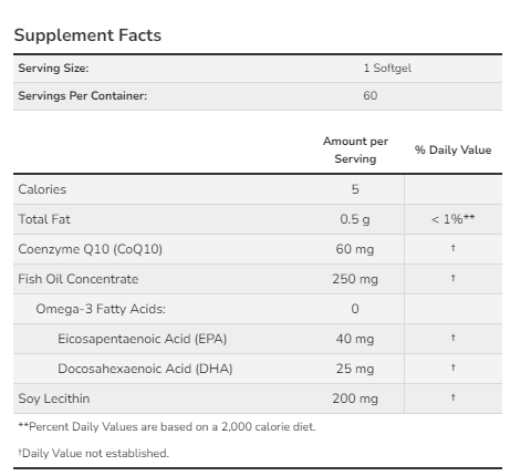 CoQ10 60mg with Omega-3 - 60 sgels фото